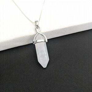 Silver Plated Genuine Rose Quartz Pendant Necklace